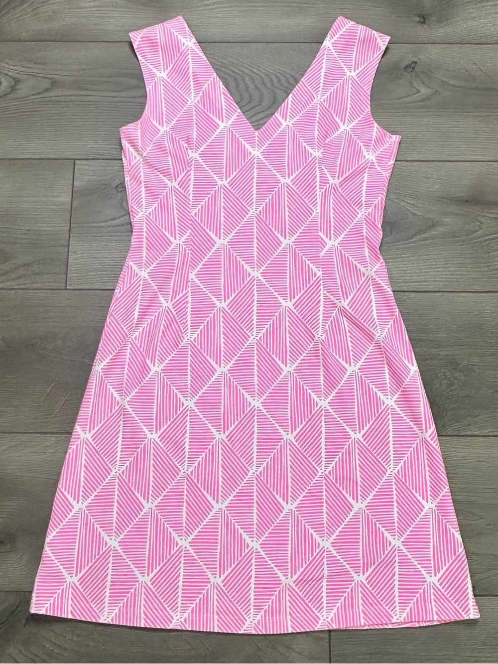 Mahi Gold Docksider V Neck Sleeveless Summer Beach Short Dress Pink White XS